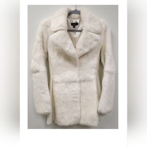 Bebe beautiful white very soft rabbit coat size Small like new condition